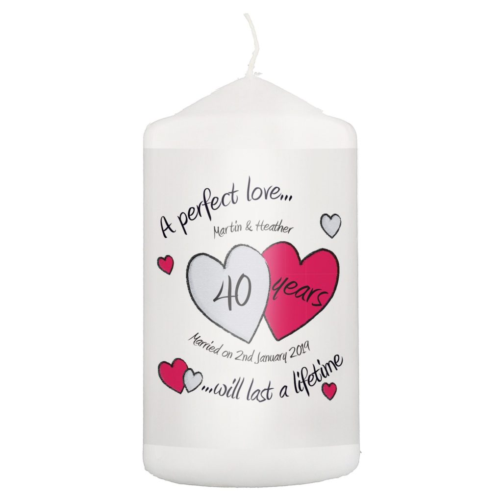 Personalised A Perfect Love Ruby Anniversary Candle