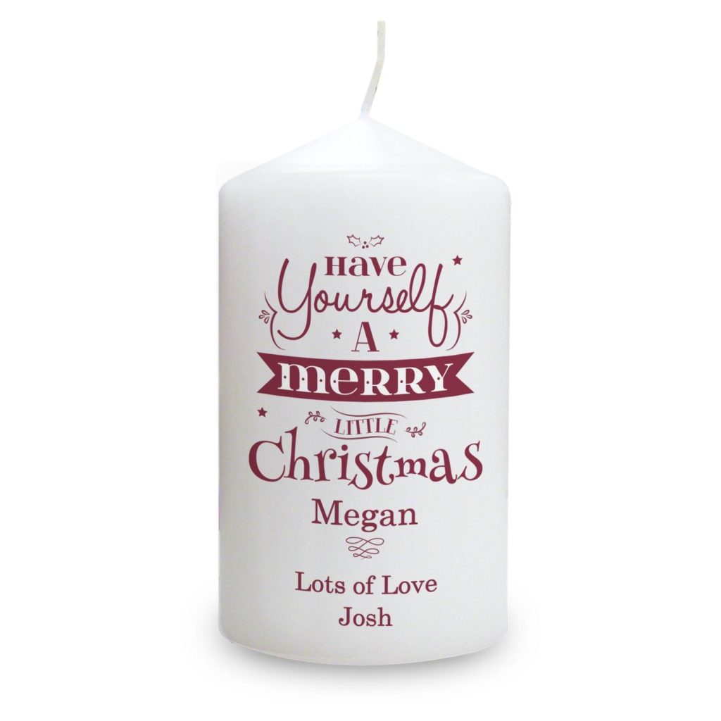 Personalised Merry Little Christmas Candle