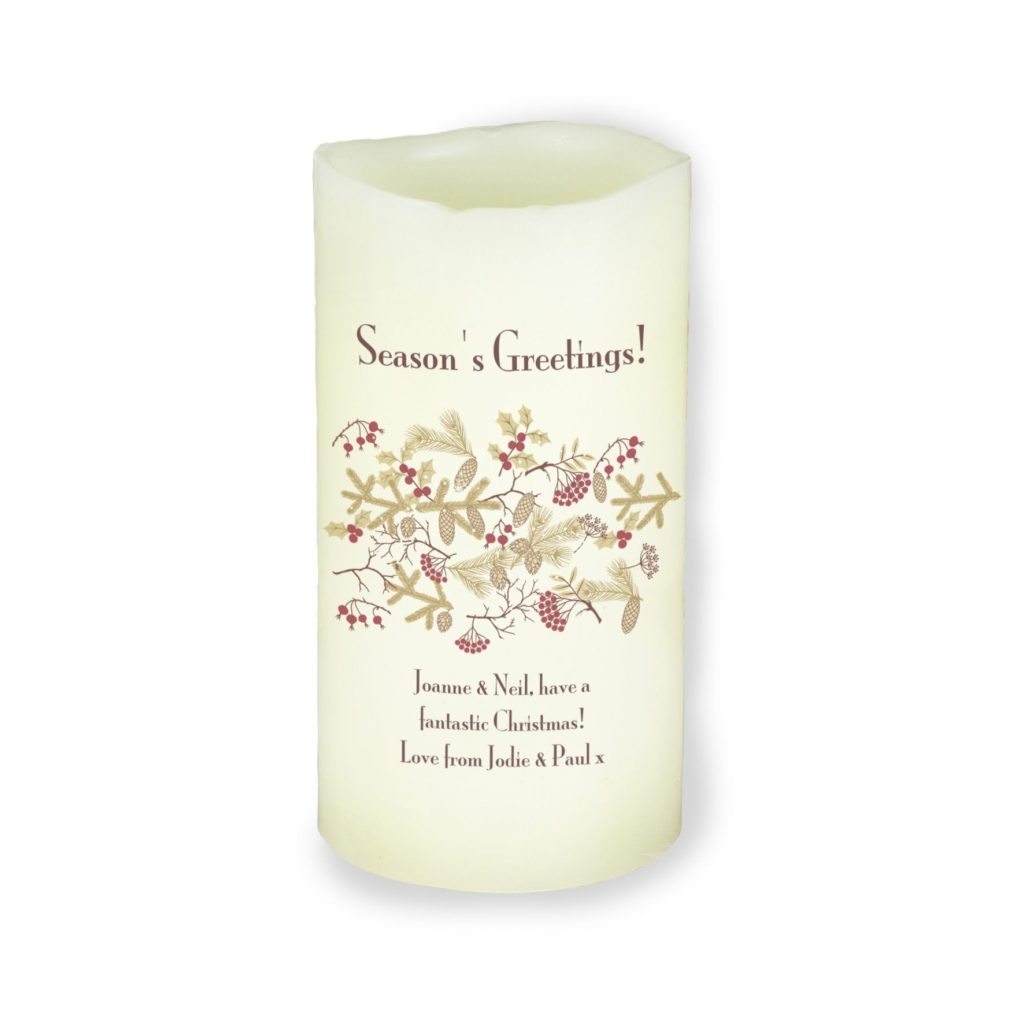 Personalised Christmas Floral LED Candle
