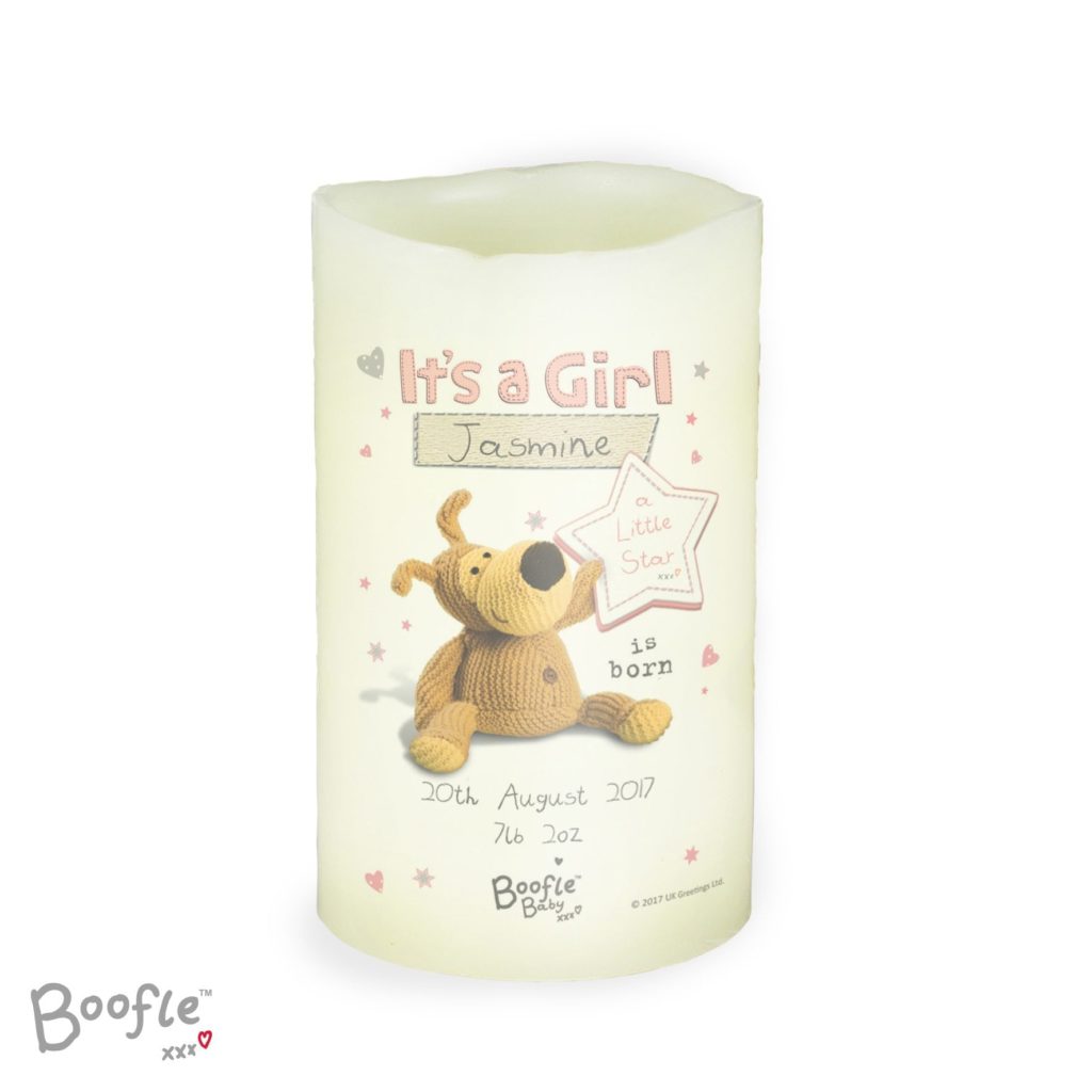 Personalised Boofle It's a Girl Nightlight LED Candle