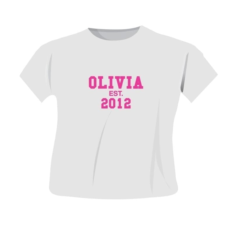 Personalised Established PinkText Tshirt 1-2 years