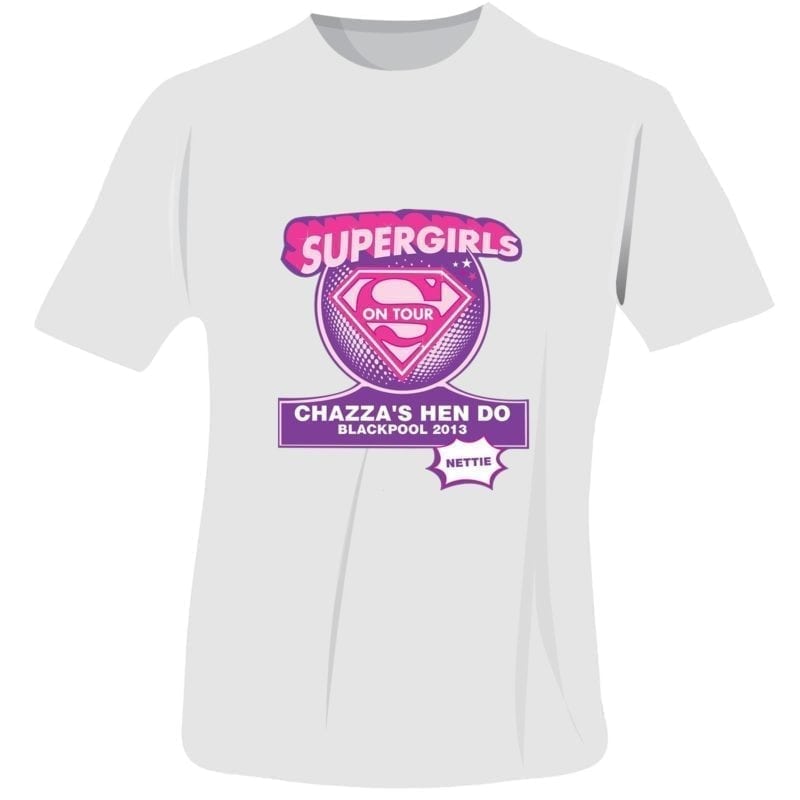 Personalised Supergirls Hen Do T-Shirt - White - Small