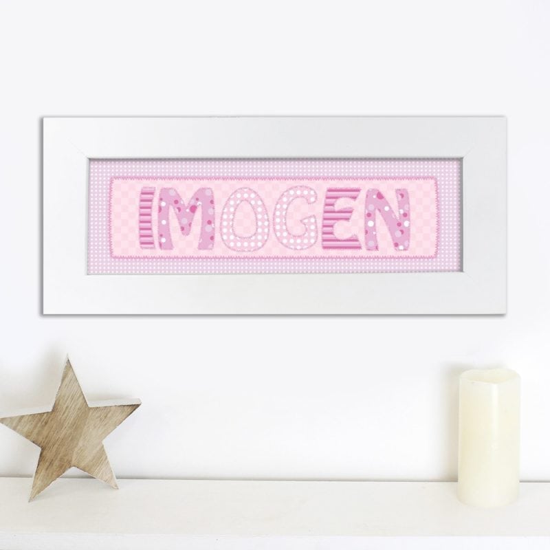 Personalised Pink Stitch Name Frame