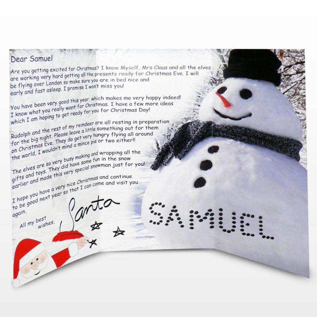 Personalised Snowman Letter From Santa