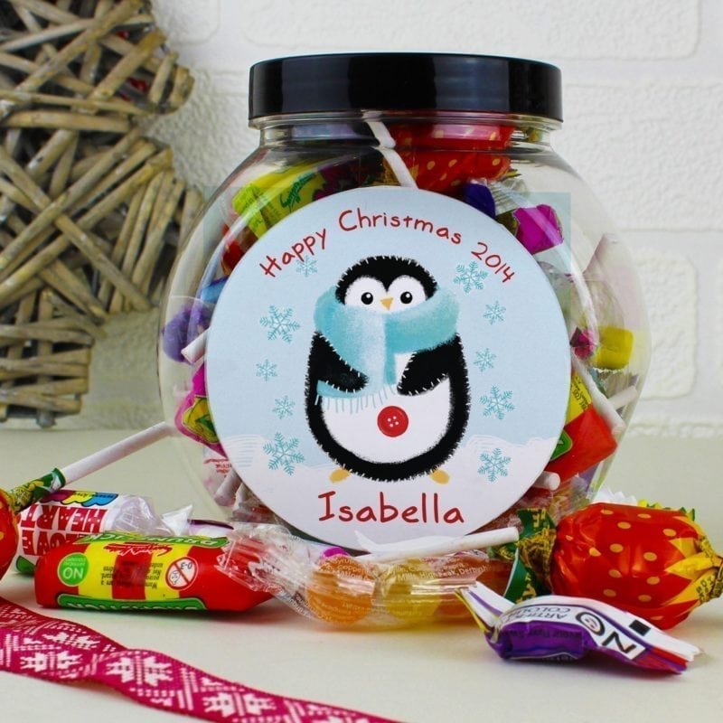 Personalised Felt Stitch Penguin Sweet Jar