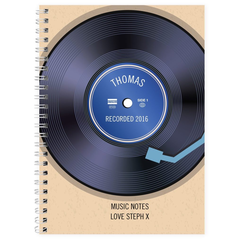 Personalised Retro Vinyl A5 Notebook