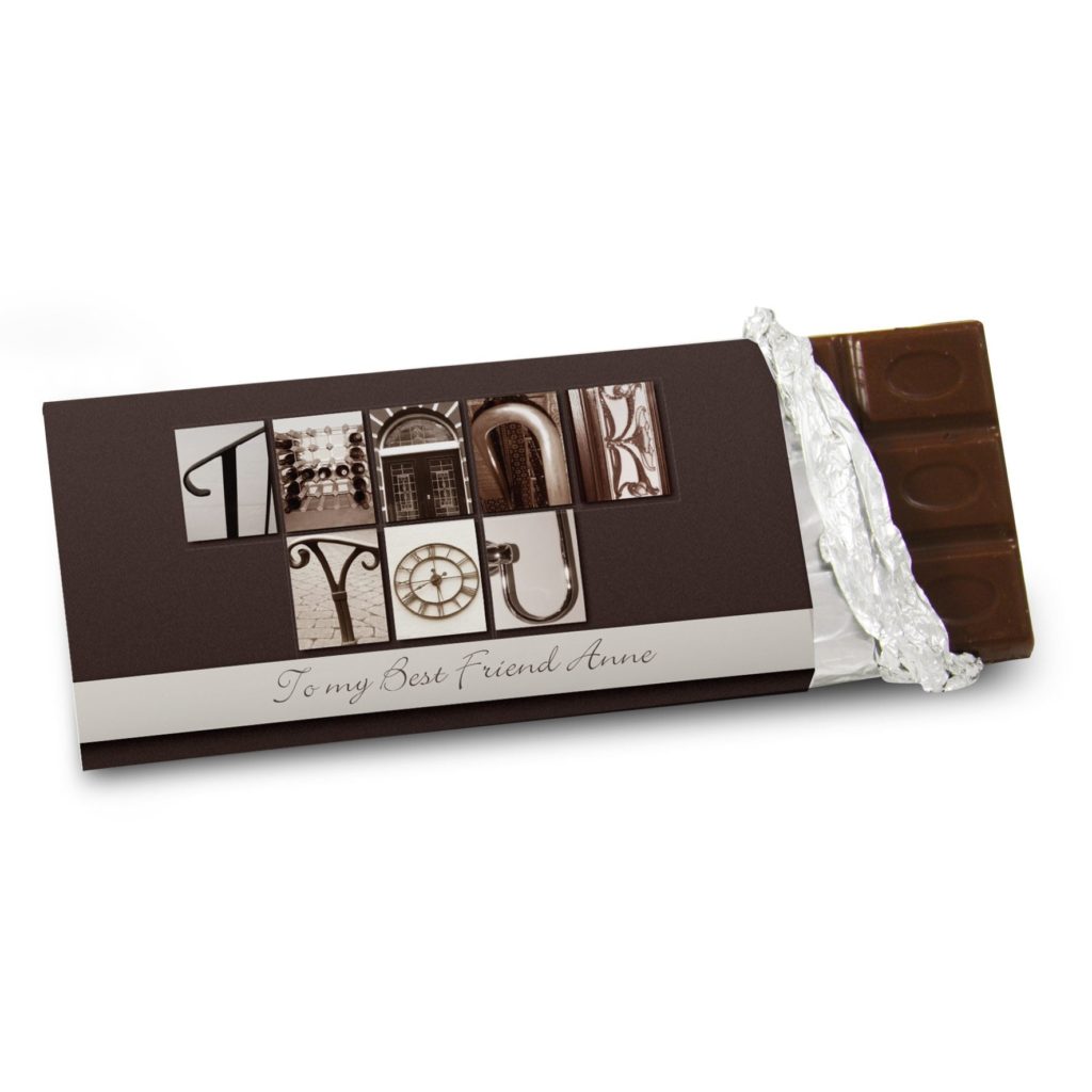 Personalised Affection Art Thank You Milk Chocolate Bar