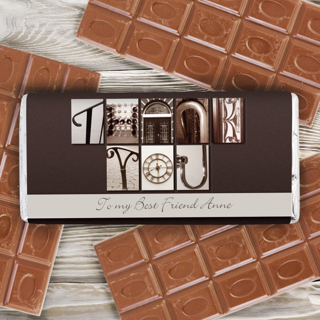 Personalised Affection Art Thank You Milk Chocolate Bar