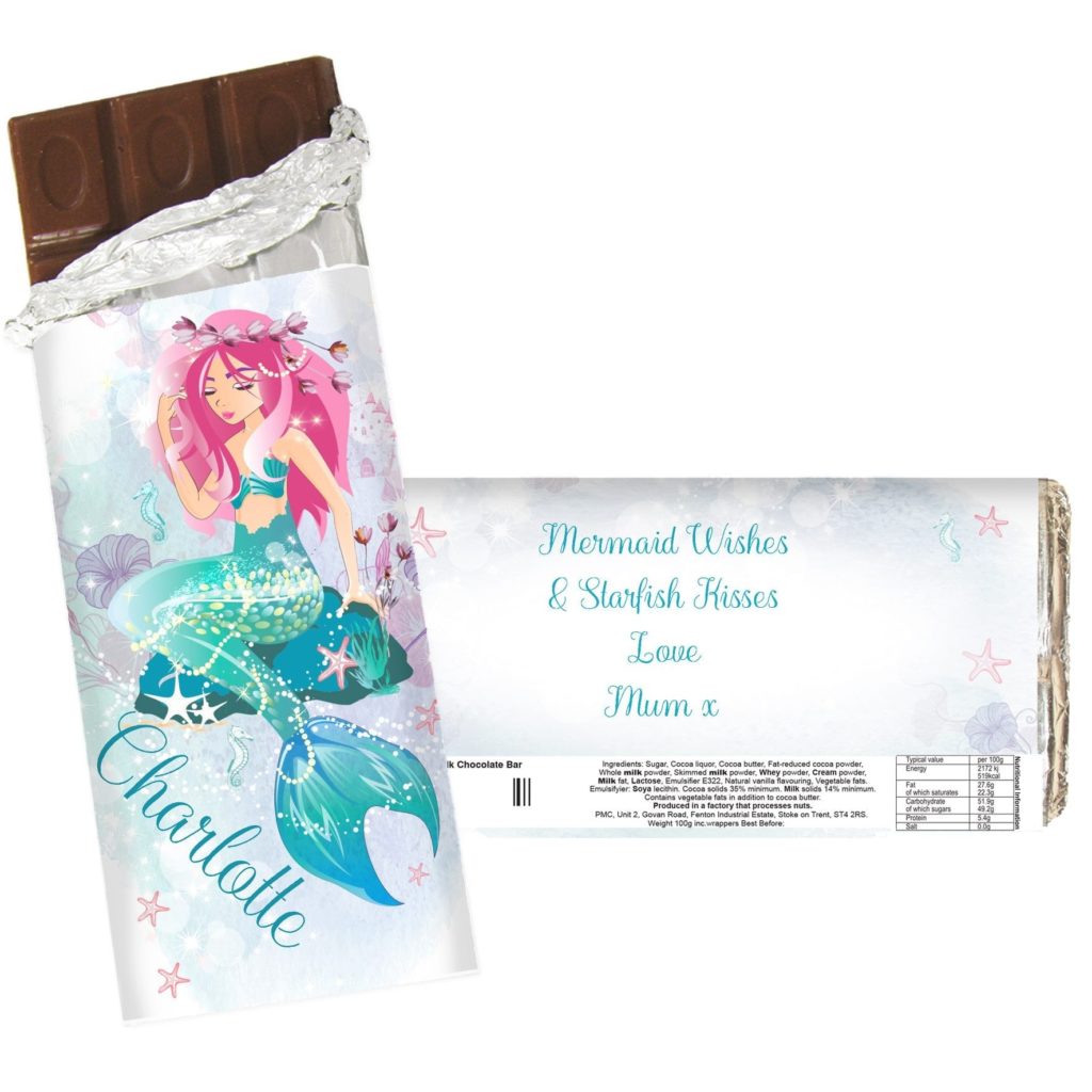 Personalised Mermaid Milk Chocolate Bar
