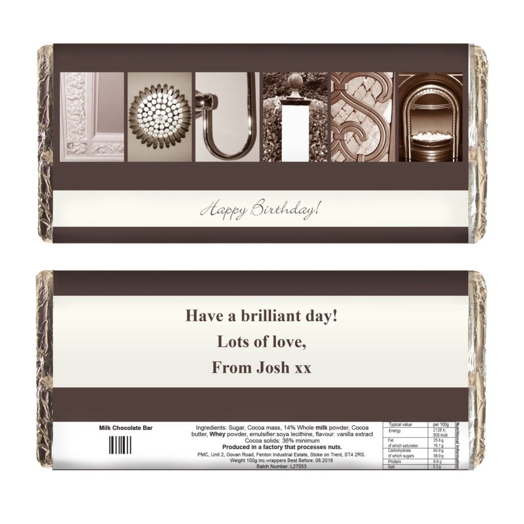 Personalised Any Message Affection Art Milk Chocolate Bar