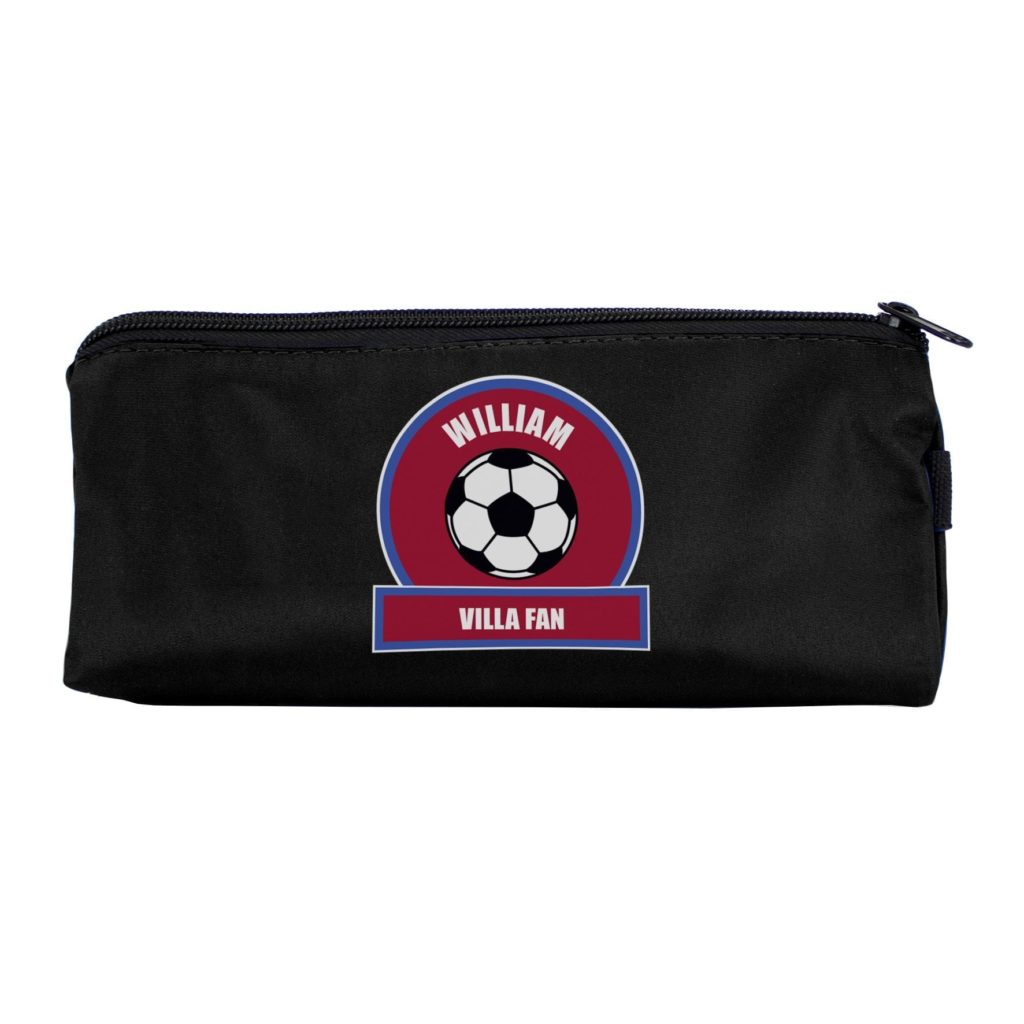 Personalised Claret and Blue Football Fan Pencil Case