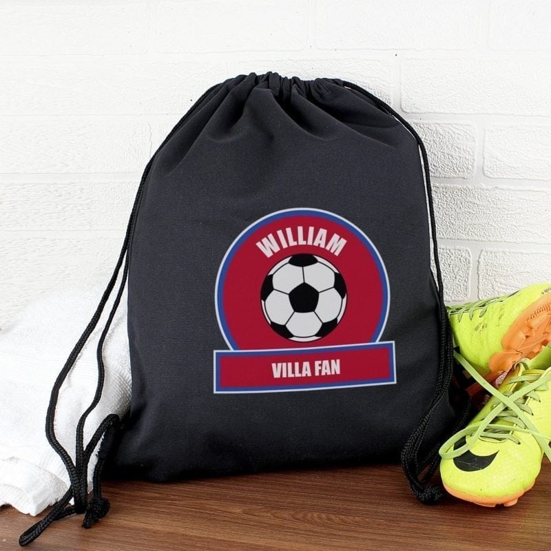 Personalised Claret and Blue Football Fan Swim & Kit Bag