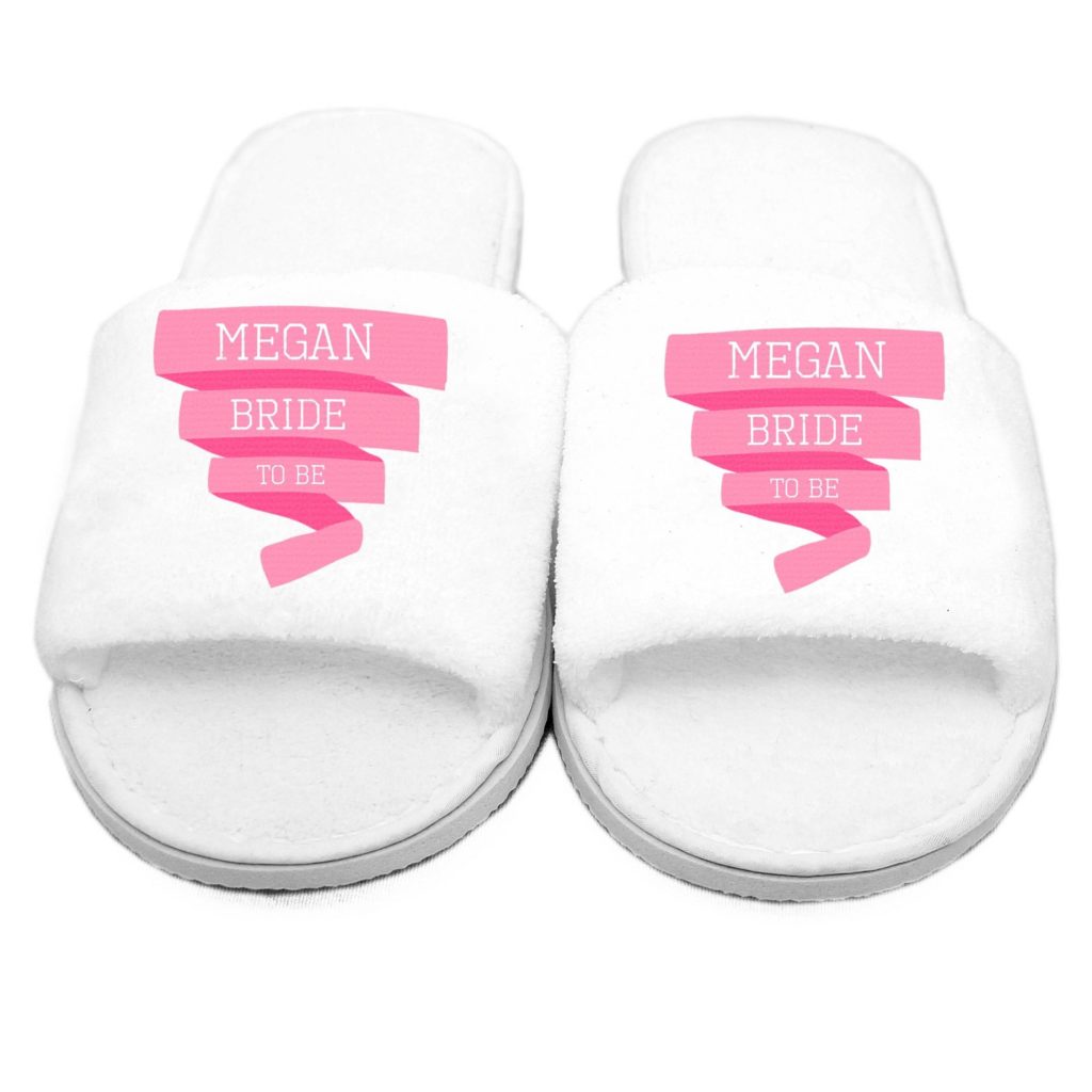 Personalised Pink Banner Velour Slippers