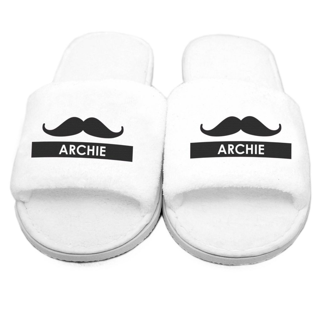 Personalised Moustache Velour Slippers