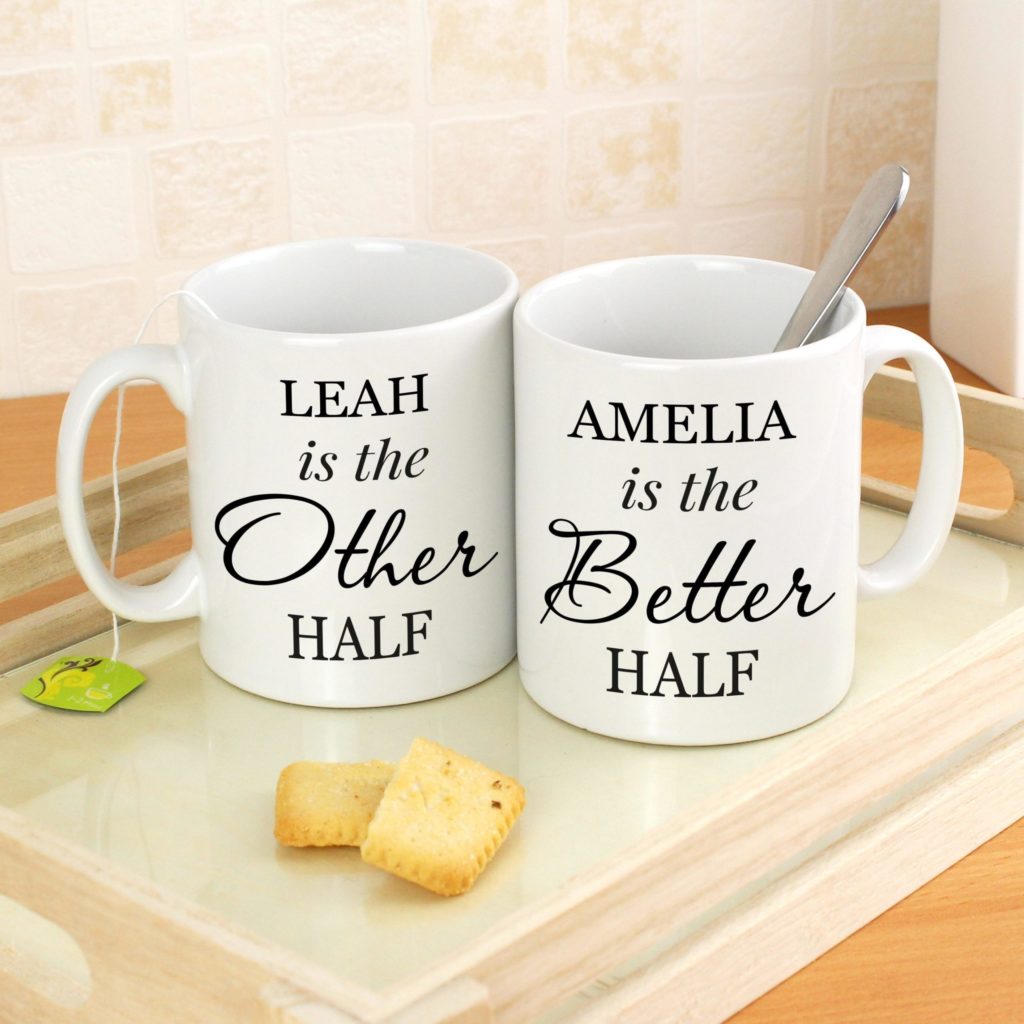 Personalised Other Half and Better Half Mug Set