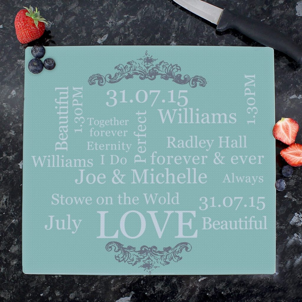 Personalised Typography Glass Chopping Board