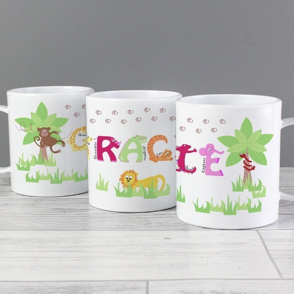 Personalised Animal Alphabet Plastic Cup Girls