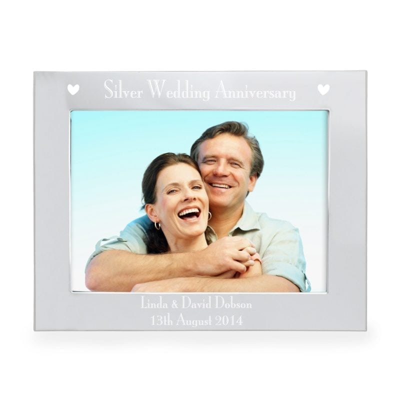 Personalised Silver 7x5 Silver Anniversary Landscape Photo Frame