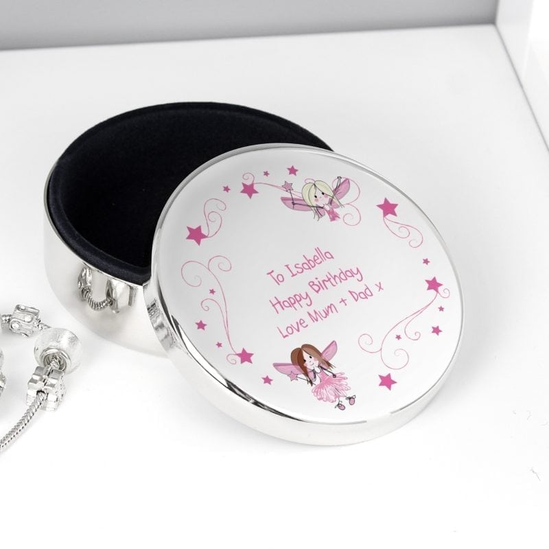Personalised Fairy Round Trinket Box