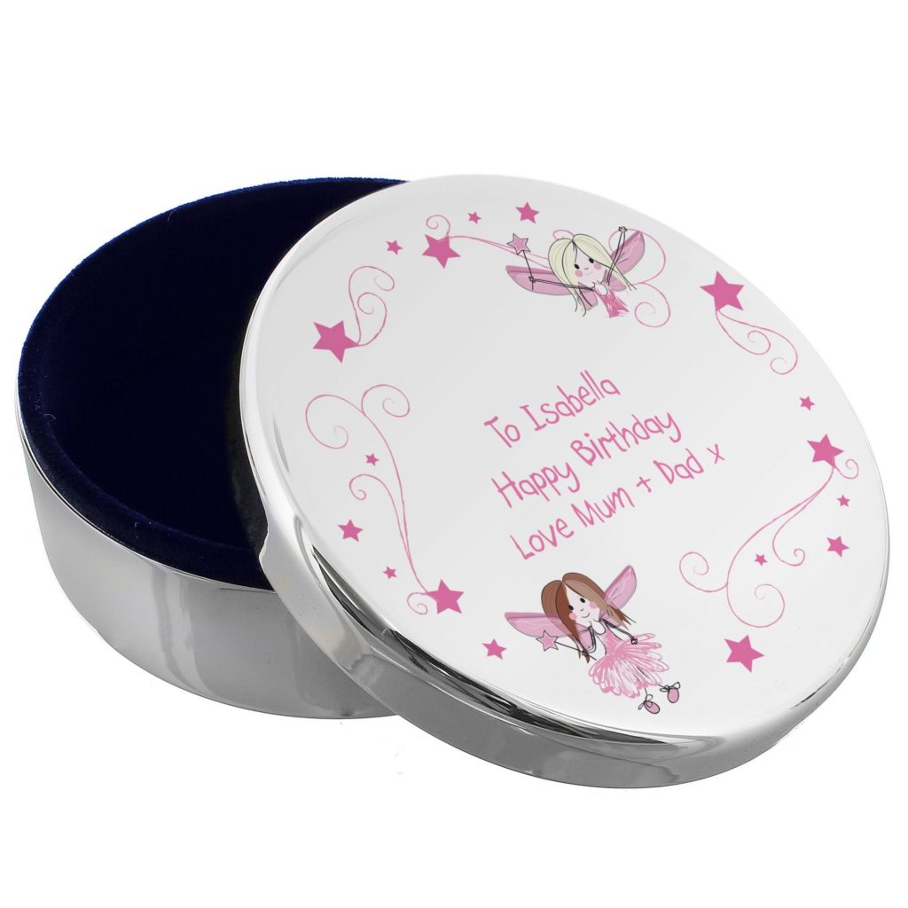 Personalised Fairy Round Trinket Box