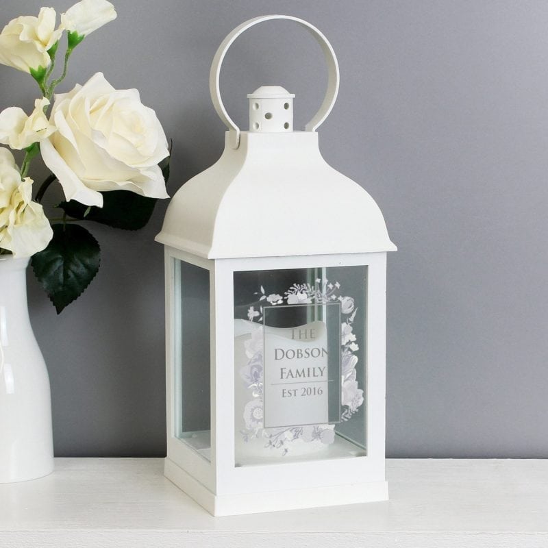 Personalised Soft Watercolour White Lantern