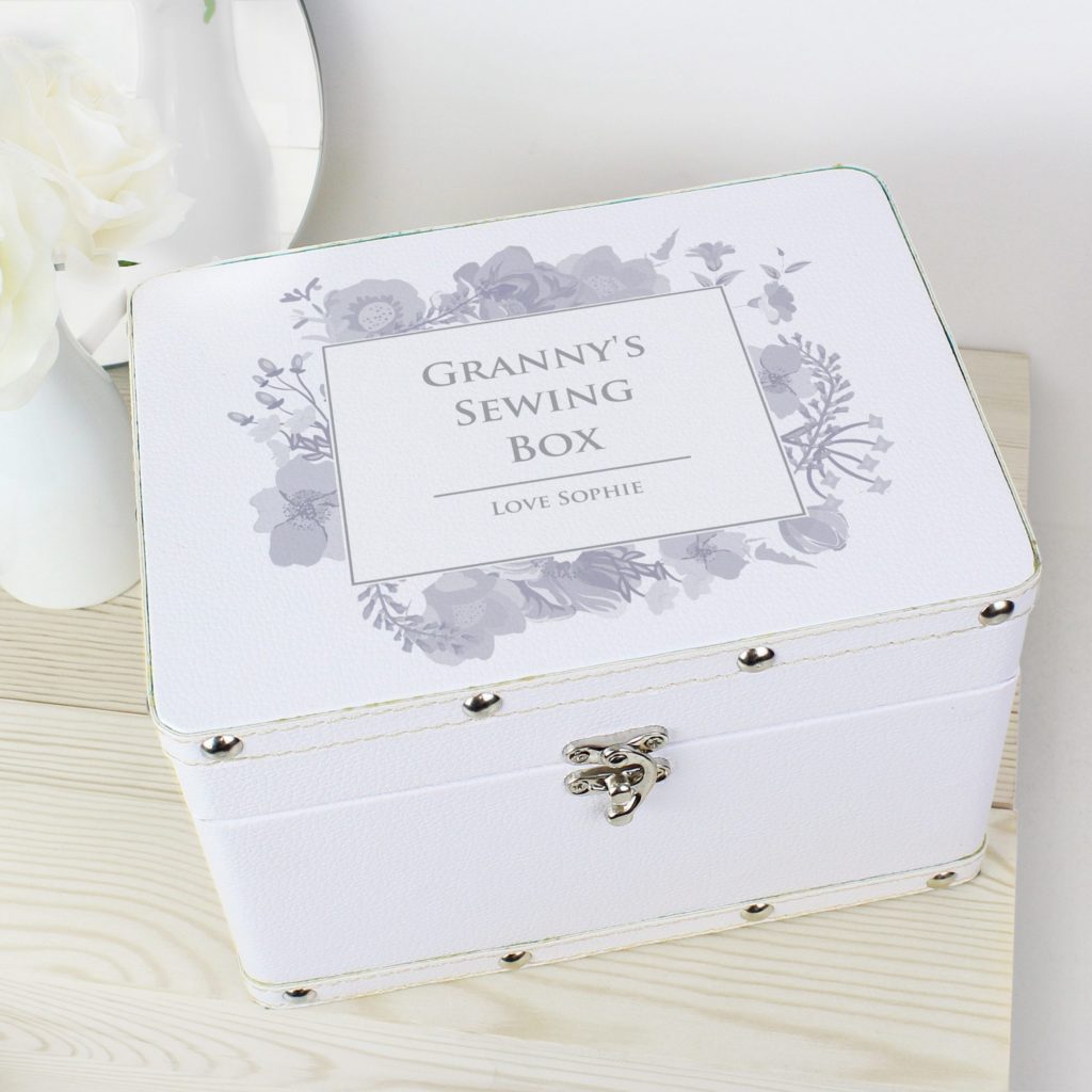 Personalised Soft Watercolour White Leatherette Keepsake Box