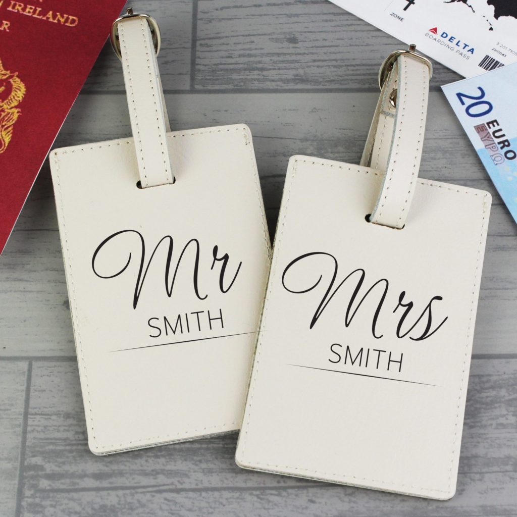 Personalised Mr & Mrs Classic Cream Luggage Tags