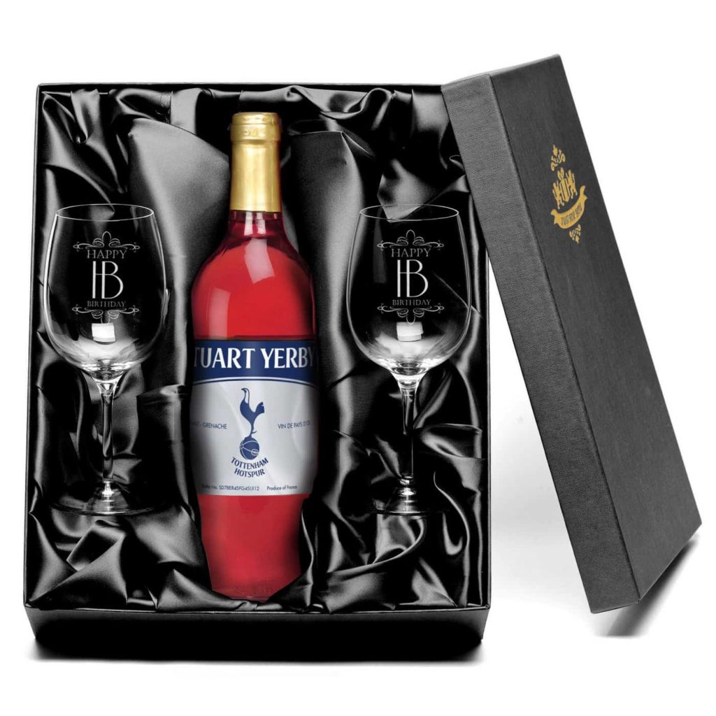 Personalised Spurs Rosé Wine & Glasses Gift Set