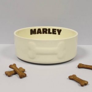 Large Cream Ceramic Pet Bowl