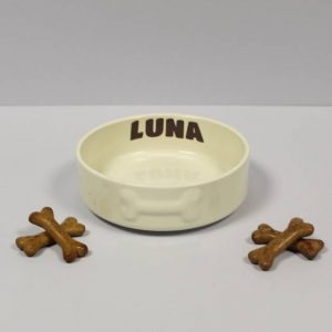 Small Cream Ceramic Pet Bowl