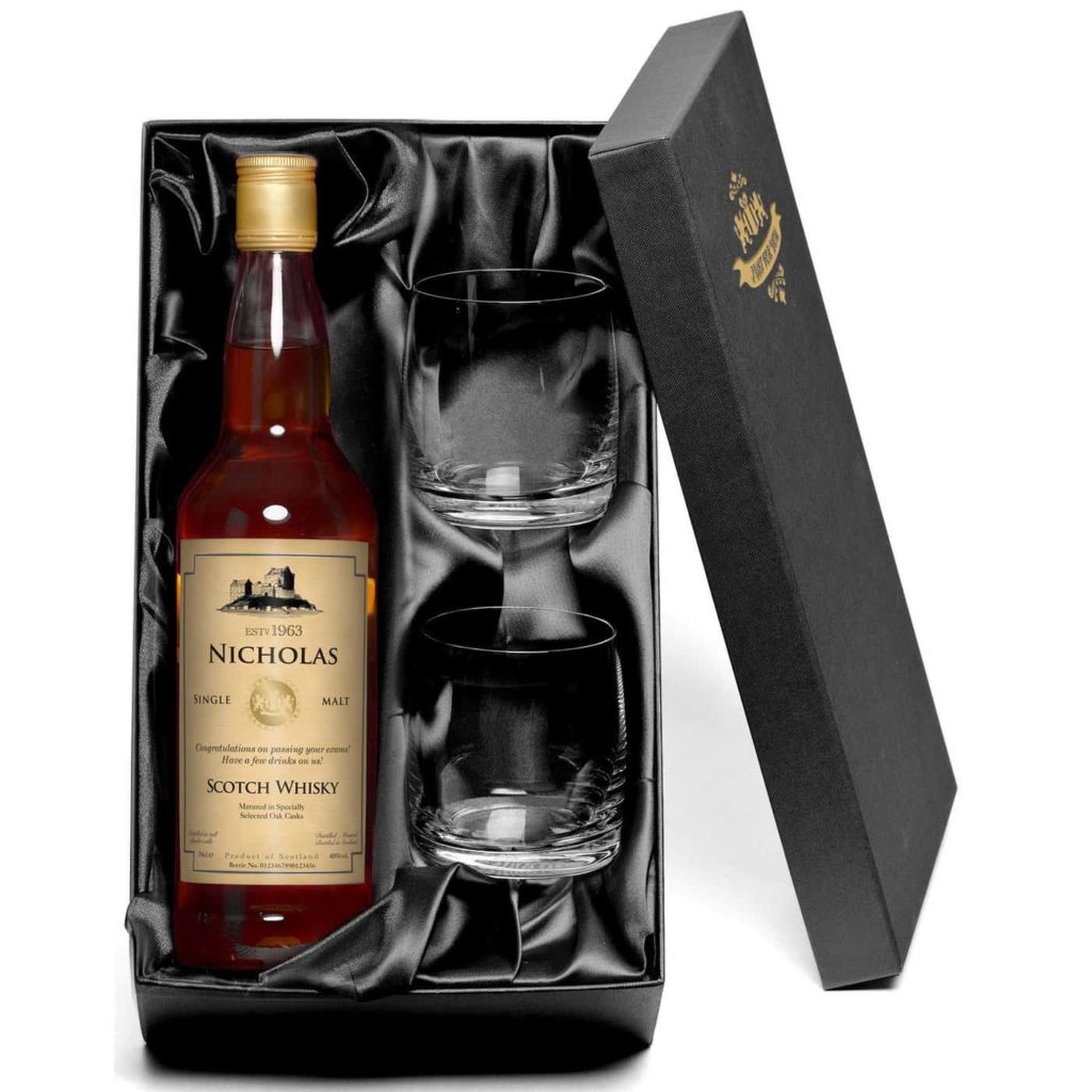 Personalised Single Malt Whisky & Glasses Gift Set
