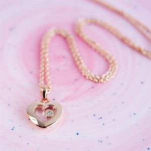 Rose Gold Heart Floating Diamond Necklace