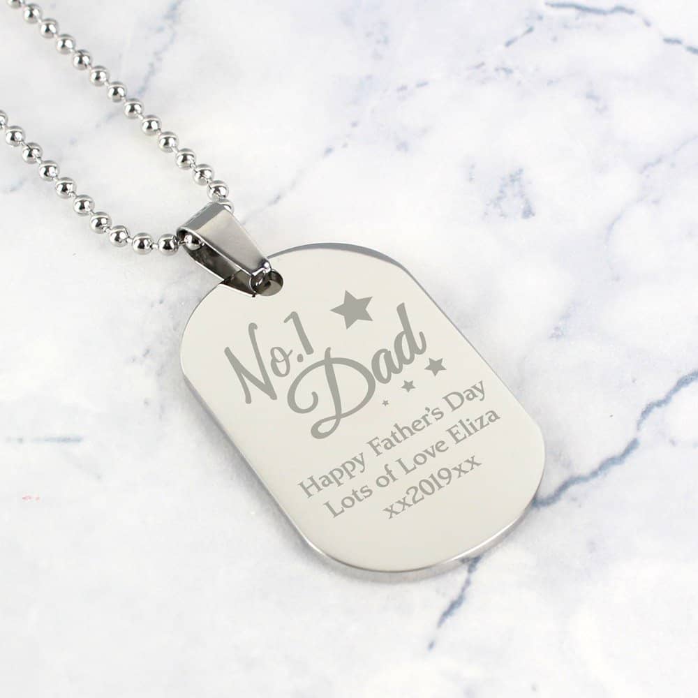 No.1 Dad Stainless Steel Dog Tag Necklace