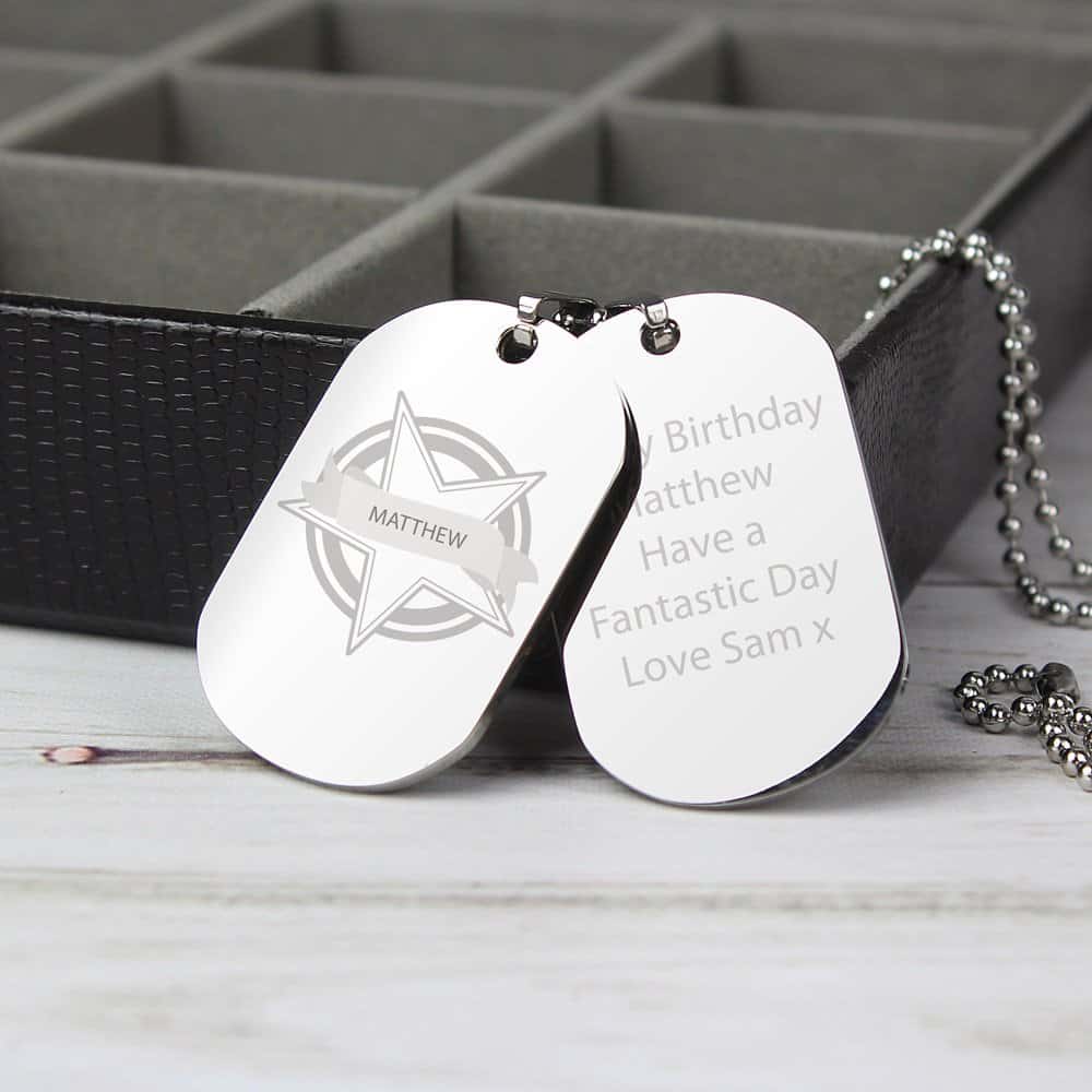 Star Stainless Steel Double Dog Tag Necklace