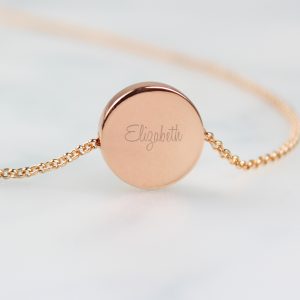 Any Name Rose Gold Tone Disc Necklace