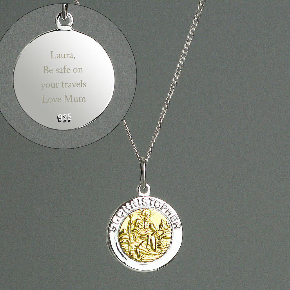 Sterling Silver & 9ct Gold St. Christopher Necklace