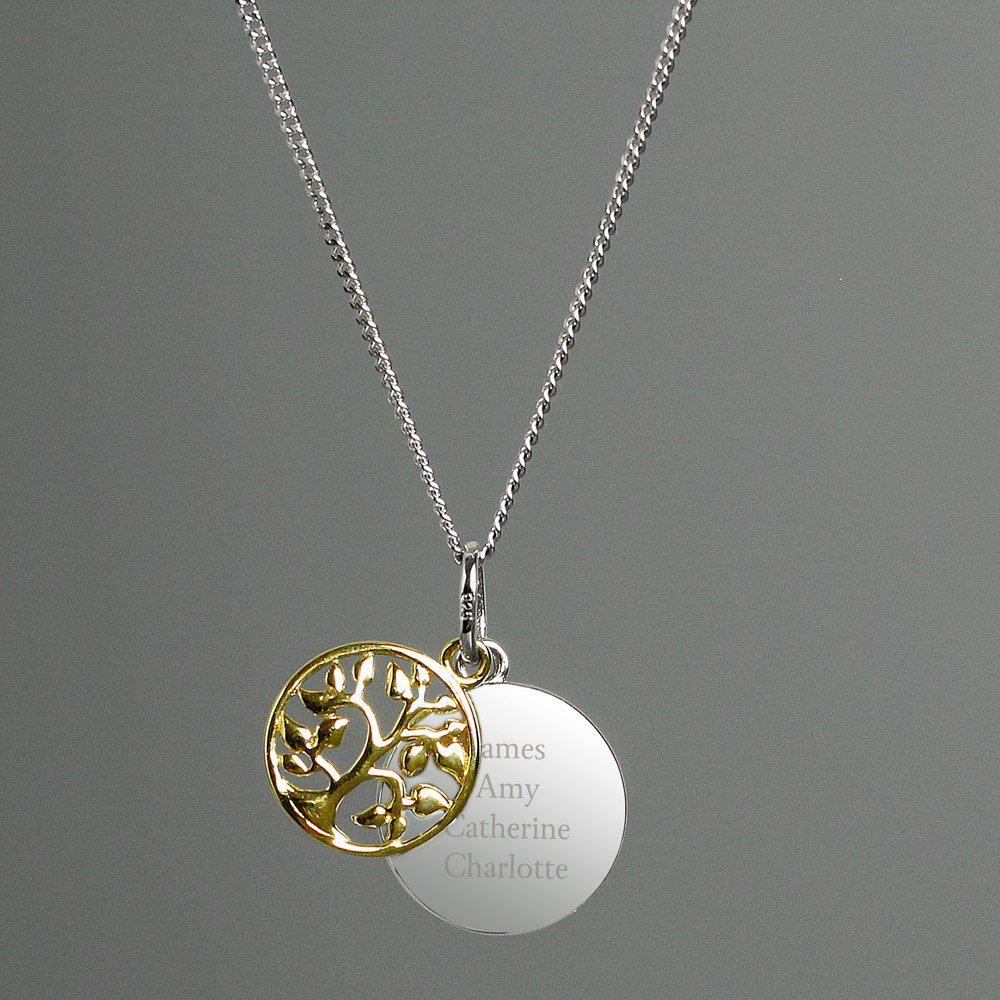 Sterling Silver & 9ct Gold Family Tree Necklace