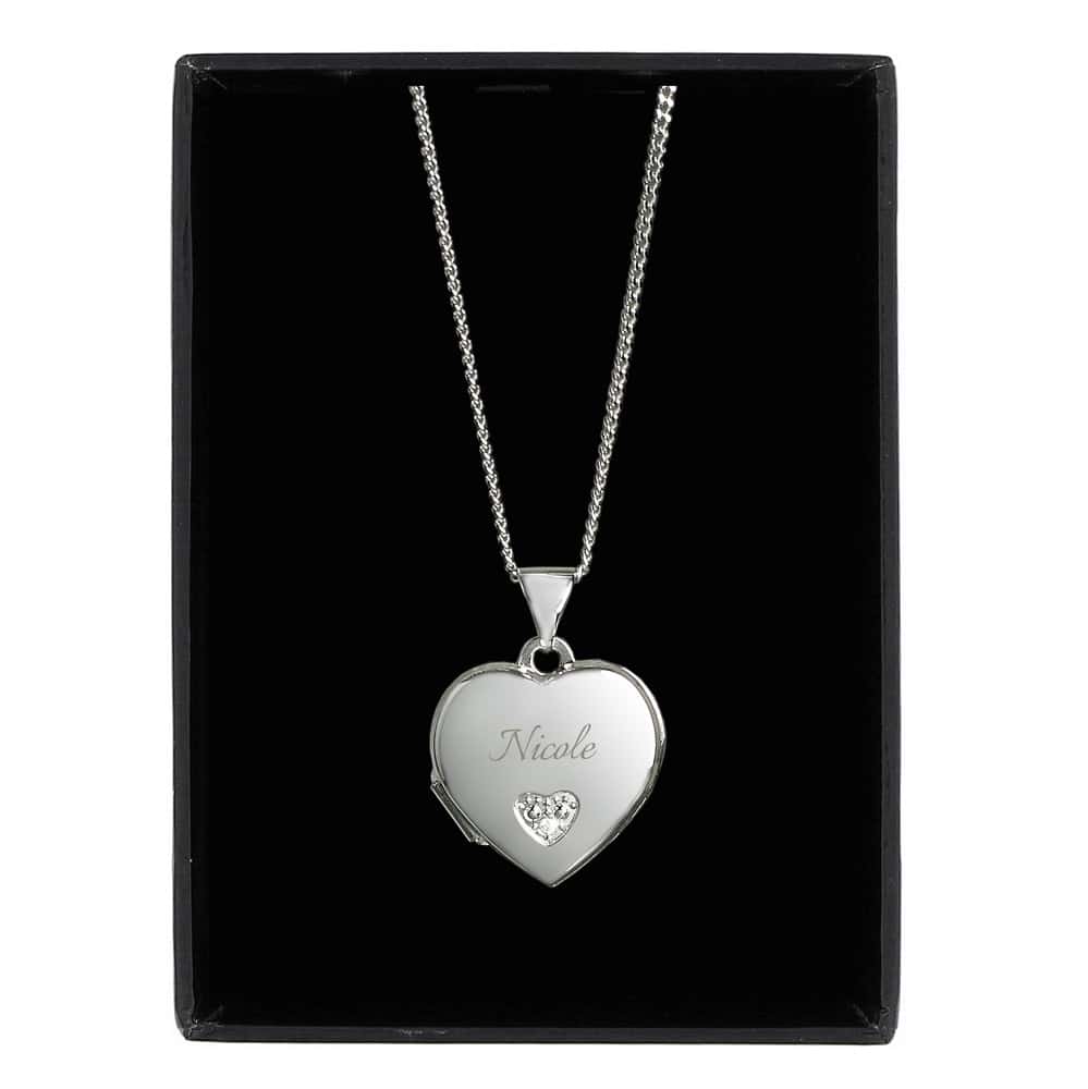 Children's Sterling Silver & Cubic Zirconia Heart Locket Necklace