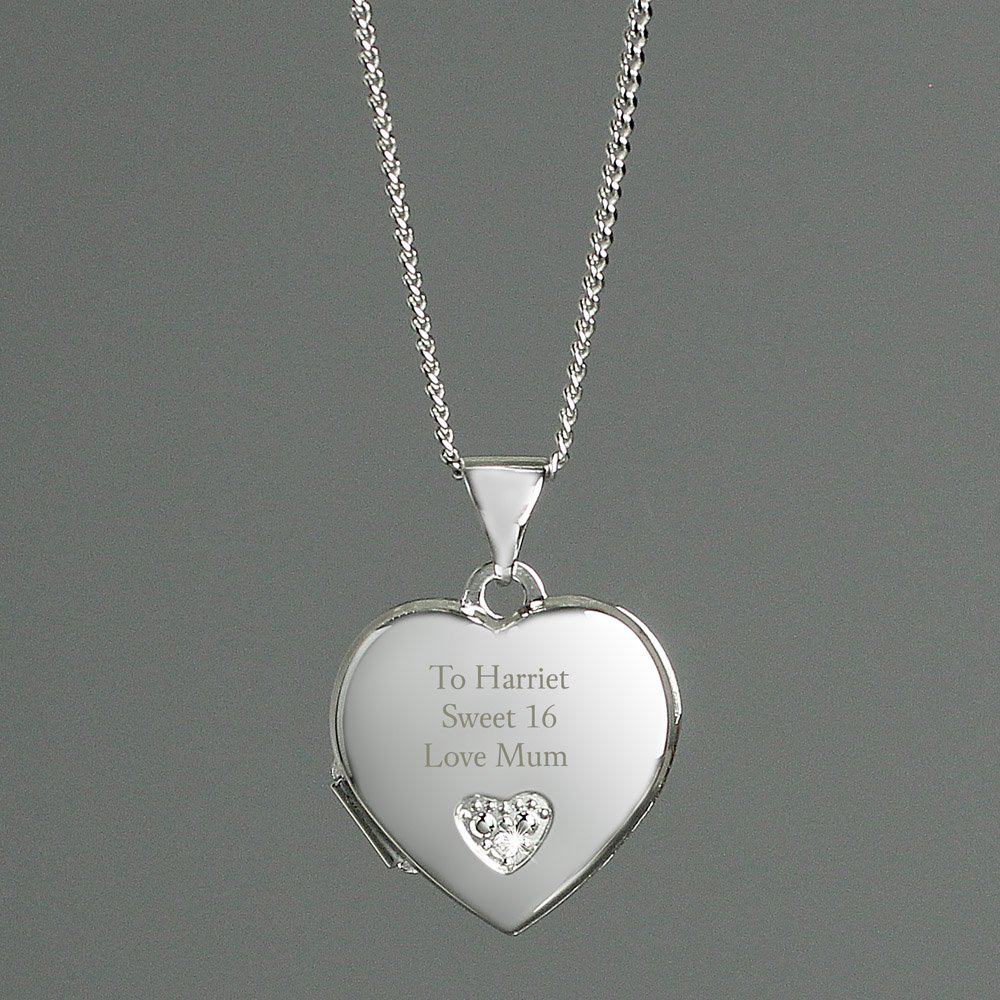 Children's Sterling Silver and Cubic Zirconia Heart Locket Necklace