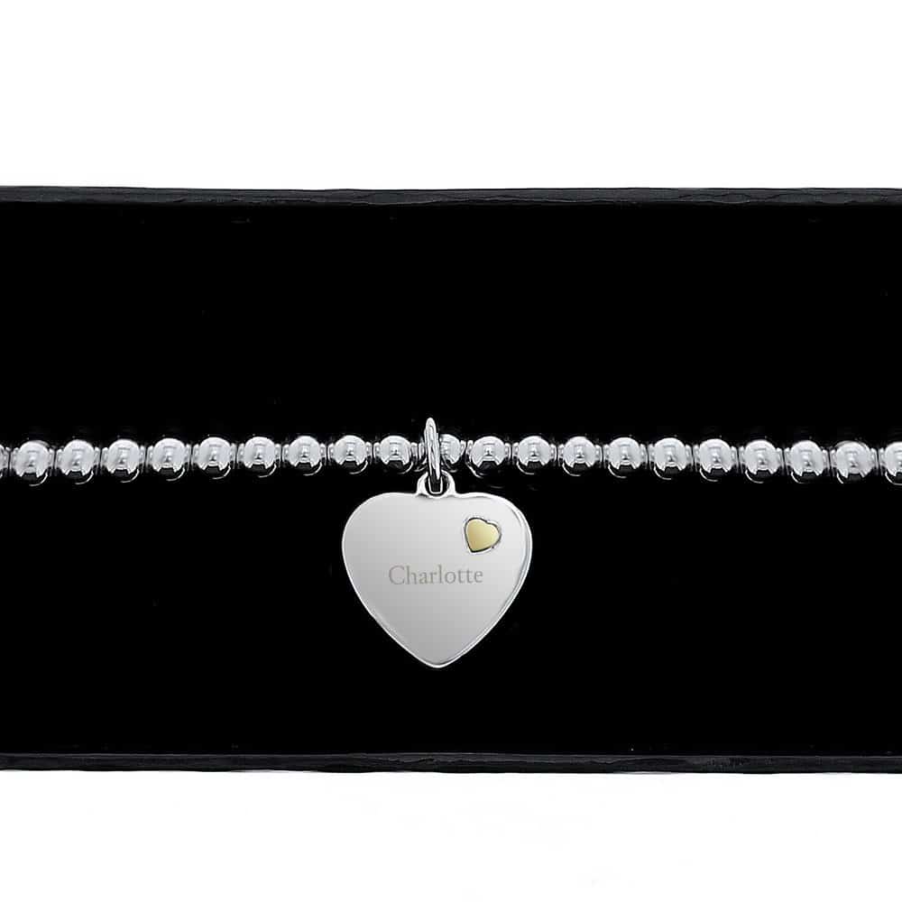 Sterling Silver and 9ct Gold Heart Bracelet