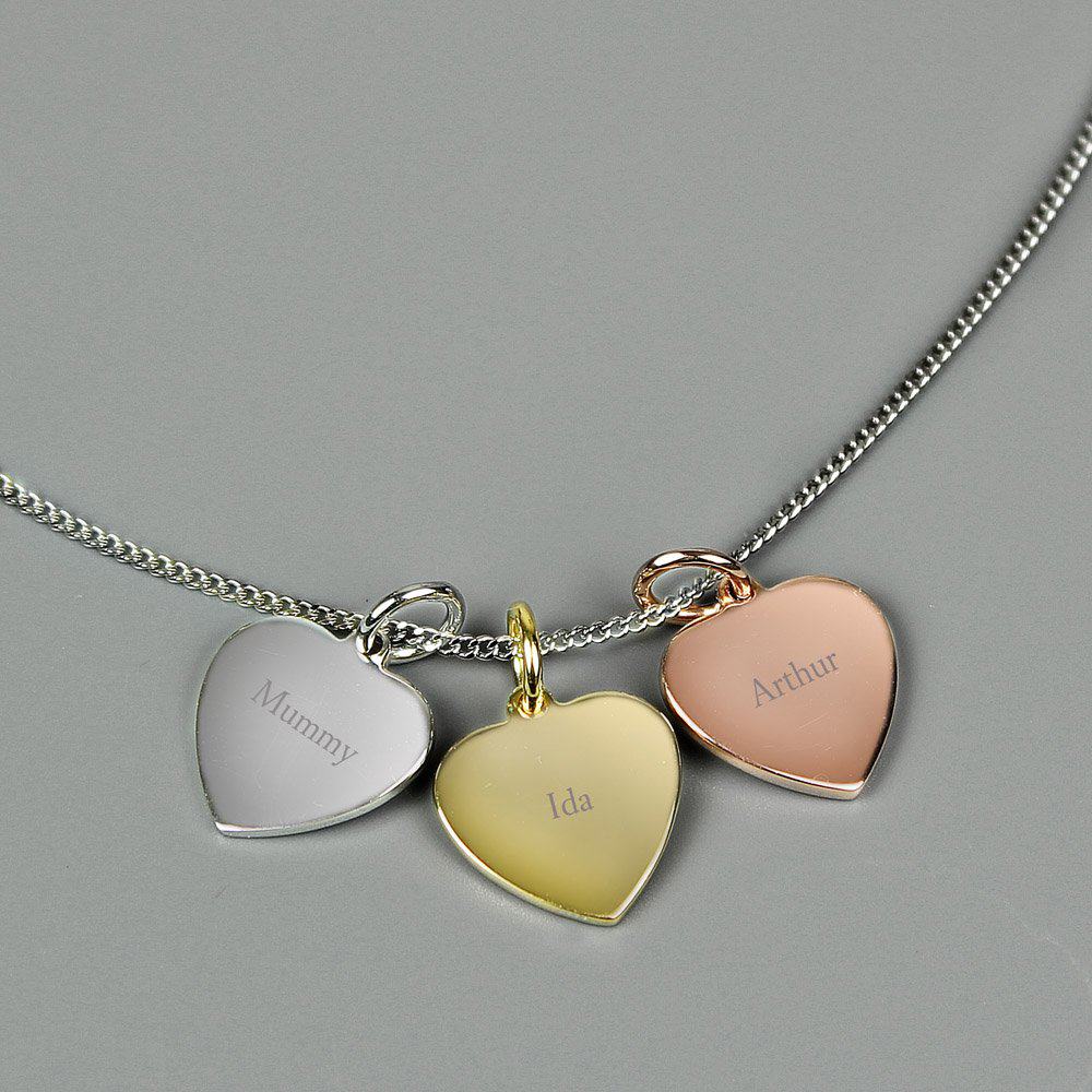 Gold, Rose Gold and Silver 3 Hearts Necklace