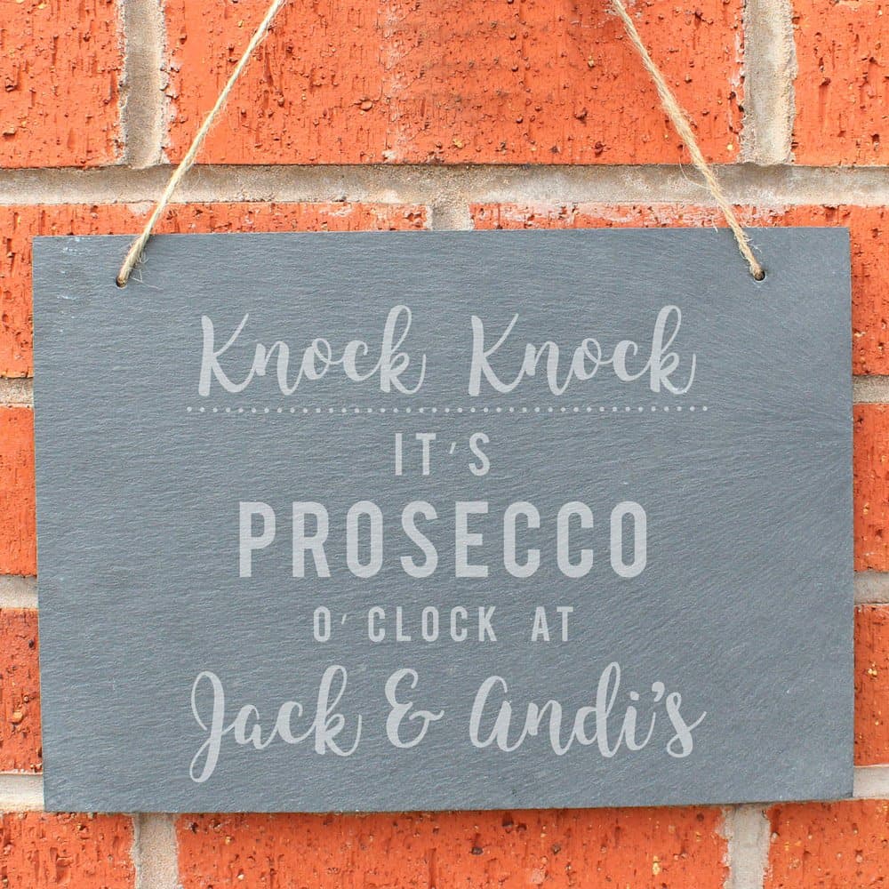 Prosecco O'Clock Large Hanging Slate Sign