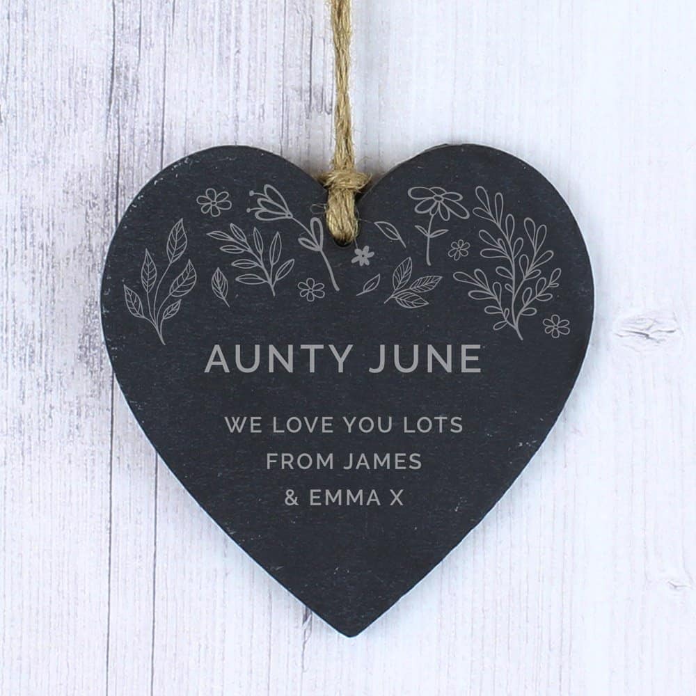 Floral Small Slate Heart Decoration Floral Small Slate Heart Decoration