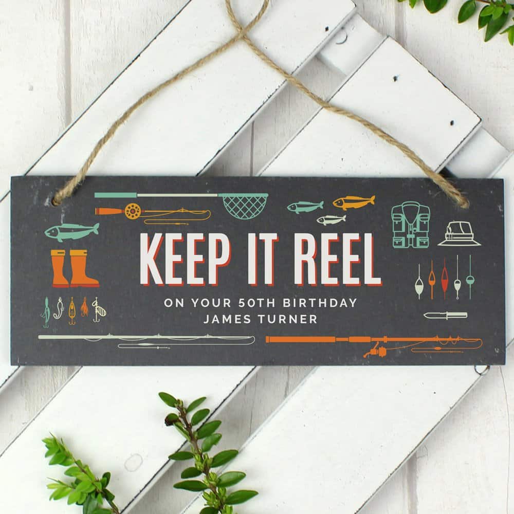 ""Keep It Reel"" Printed Hanging Slate Plaque