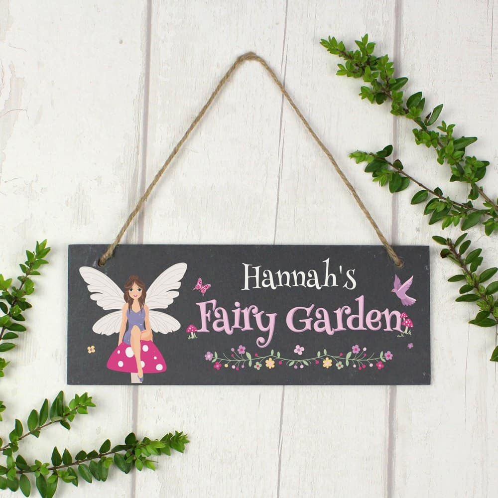""Fairy Garden"" Printed Hanging Slate Plaque