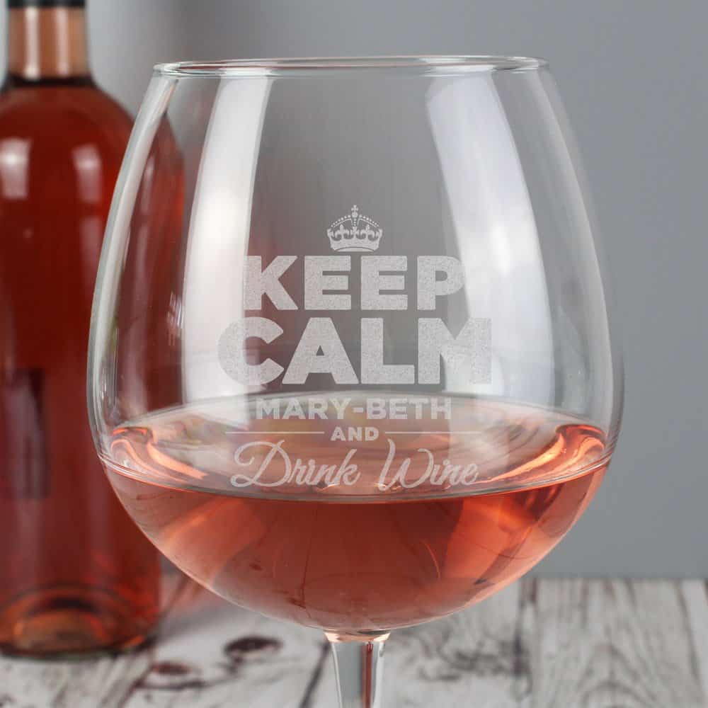 Keep Calm Bottle of Wine Glass