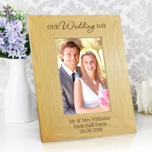 Our Wedding Day' Oak Finish 4x6 Photo Frame
