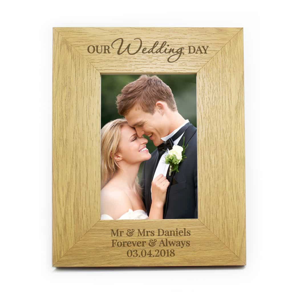 Our Wedding Day' Oak Finish 4x6 Photo Frame