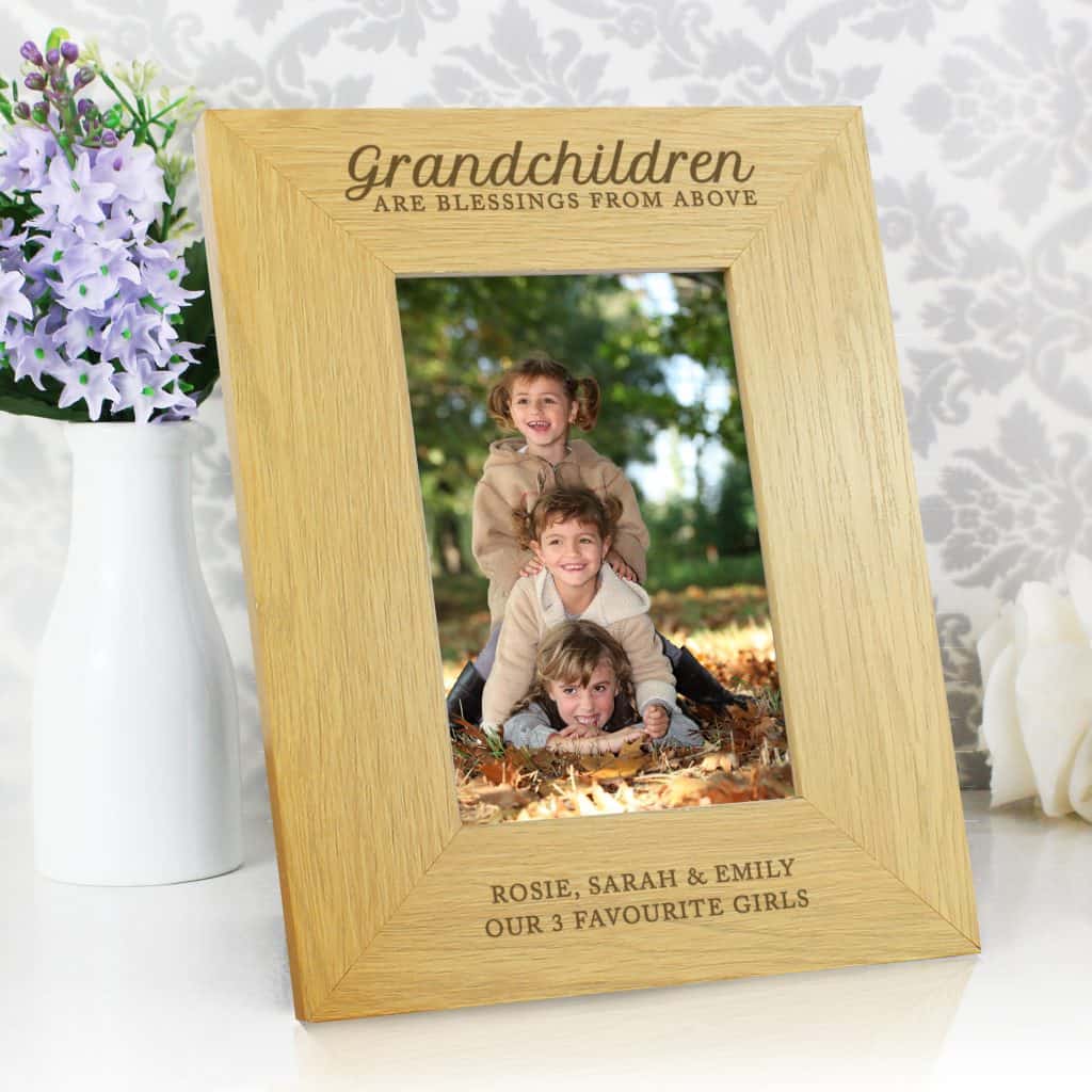 Oak Finish 'Grandchildren are a Blessing' 4x6 Photo Frame
