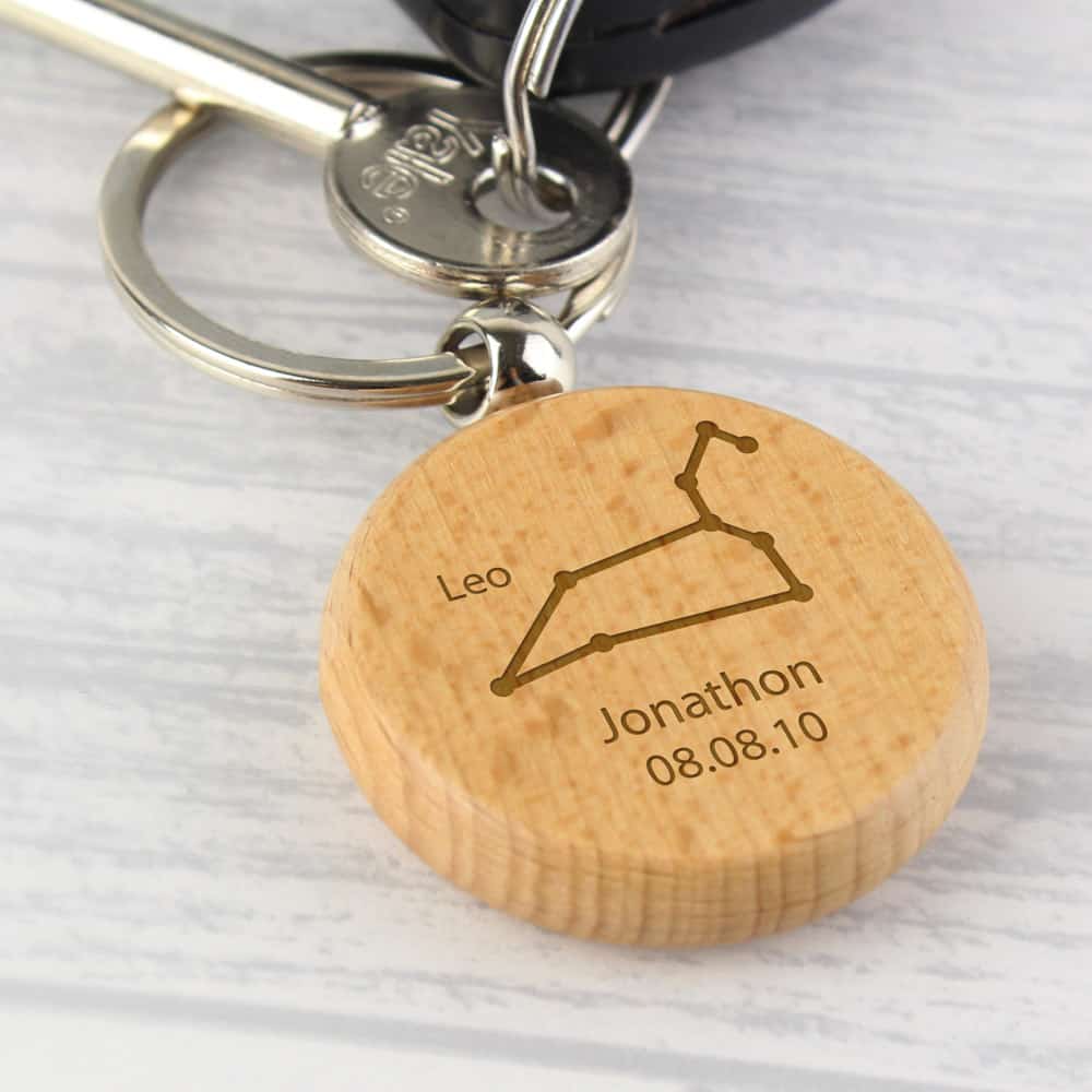 Leo Zodiac Star Sign Wooden Keyring (July 23rd – August 22nd) Leo Zodiac Star Sign Wooden Keyring (July 23rd - August 22nd)